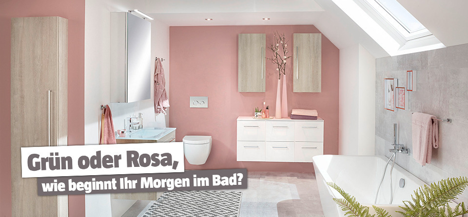 Übersicht rosa Badezimmer