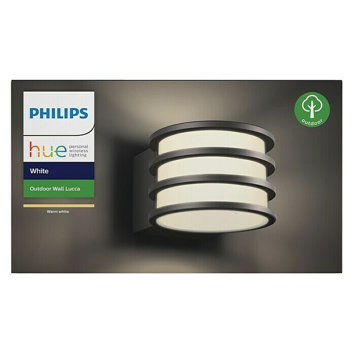 Philips Hue LED-Außenwandleuchte Lucca (1-flammig, 9,5 W, Lichtfarbe: Warmweiß, IP44)