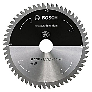 Bosch Kreissägeblatt Standard for Aluminium (Durchmesser: 190 mm, Bohrung: 30 mm, Anzahl Zähne: 56 Zähne)