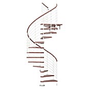 Fontanot Arké Escalera de caracol Kloe (Diámetro: 160 cm, Blanco, Color peldaños: Haya oscura, Altura de planta: 253 - 306 cm)