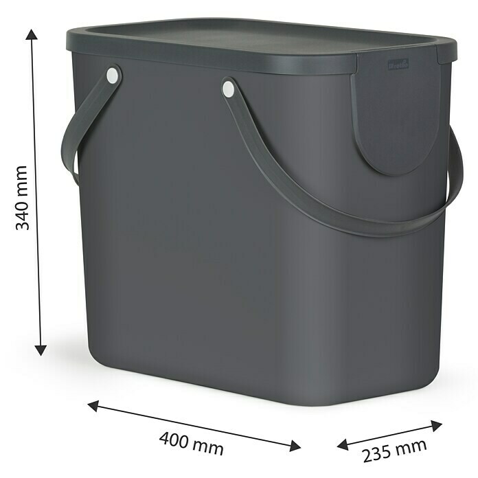 Rotho Sistema de separación de residuos Albula (25 l, Antracita, Cuadrado, Plástico)