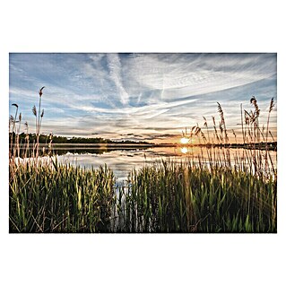 Glasbild (Lake Sunset, B x H: 120 x 80 cm)