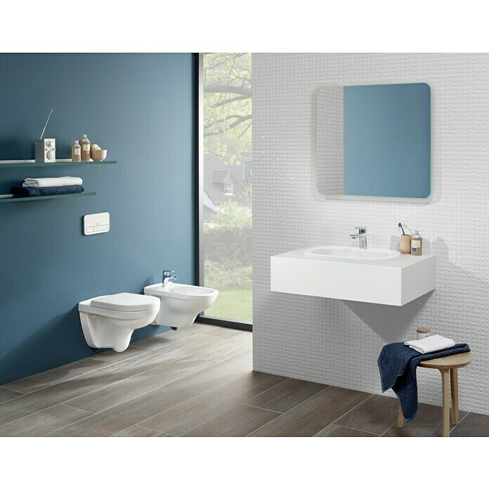 Villeroy & Boch Spülrandloses Wand-WC Targa Style Directflush (Mit WC-Sitz, Tiefspüler, Weiß)