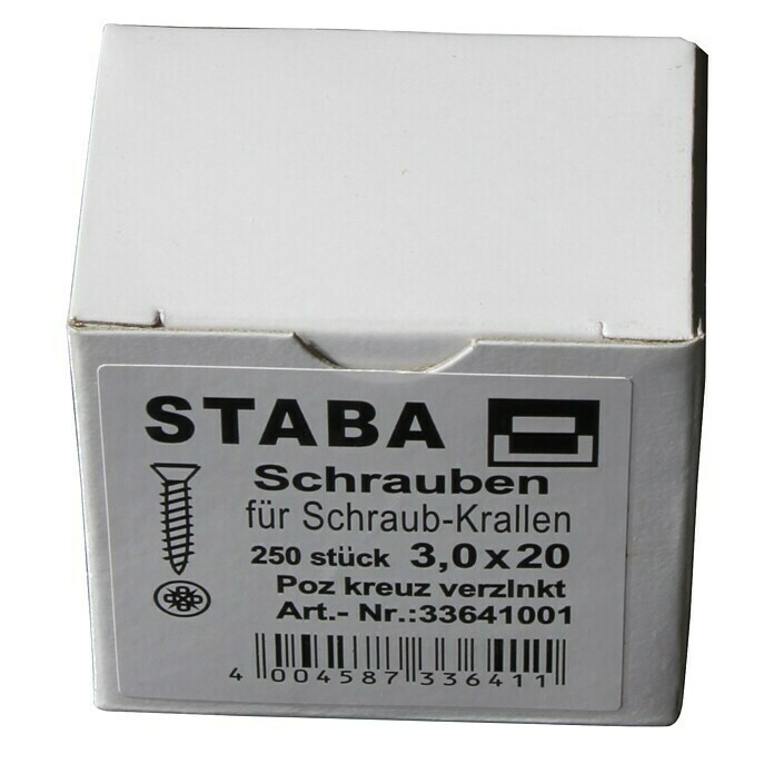 Staba Schrauben (Durchmesser: 3 mm, Länge: 20 mm, 250 Stk.)
