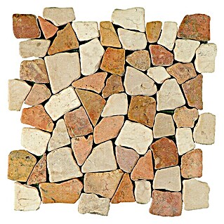 Baldosa de mosaico Rocaplana (30 x 30 cm, Piedra natural, Rojo/Beige)