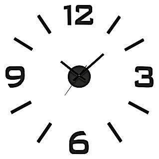 Reloj de pared redondo Pegatina (Negro, Diámetro: 70 cm)