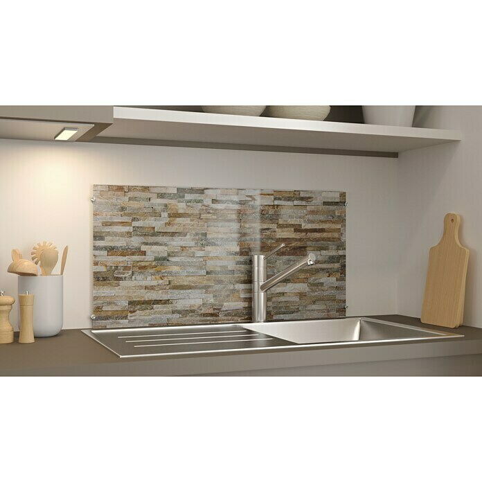 CUCINE Küchenrückwand (Rocky Wall, 80 x 40 cm, Stärke: 6 mm, Einscheibensicherheitsglas (ESG))