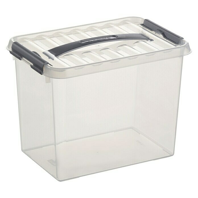 Sunware Aufbewahrungsbox Q-Line (L x B x H: 30,7 x 20 x 22,3 cm, Kunststoff, Transparent, Farbe Griff: Schwarz)