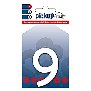 Pickup 3D Home Kućni broj Rio (Visina: 6 cm, Motiv: 9, Bijele boje, Plastika, Samoljepljivo)