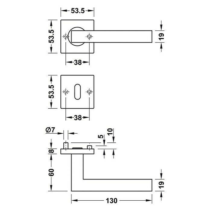 Startec Zimmertürgarnitur LDH 2166 (Türstärke: 38 - 42 mm, Profilzylinder PZ, Edelstahl, Form Drücker: Gerade)
