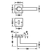 Startec Zimmertürgarnitur LDH 2166 (Türstärke: 38 - 42 mm, Profilzylinder PZ, Edelstahl, Form Drücker: Gerade)