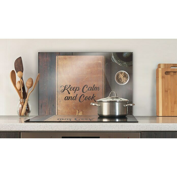CUCINE Küchenrückwand (Keep Calm and Cook, 60 x 40 cm, Stärke: 6 mm, Einscheibensicherheitsglas (ESG))