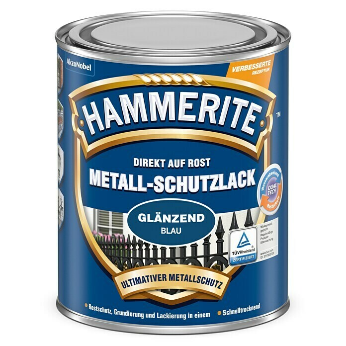 Hammerite Metall-Schutzlack (Blau, 250 ml, Glänzend, Lösemittelhaltig)