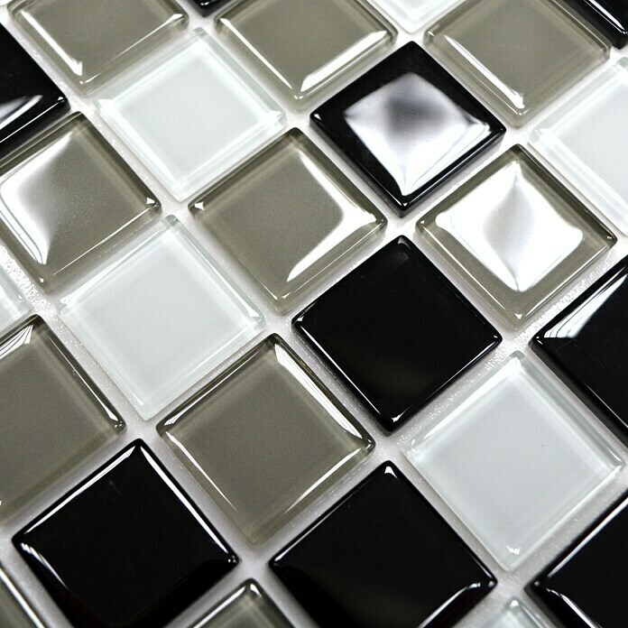 Zelfklevend mozaïek Quadrat Crystal Mix SAM 4CM30 (30 x 30 cm, Zwart, Glanzend)