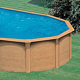 KWAD Pool-Set Steely de luxe Wood (L x B x H: 6,1 x 3,6 x 1,2 m, Fassungsvermögen: 24 100 l, Oval)