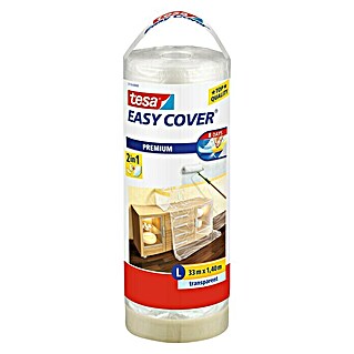Tesa Easy Cover Premium Abdeckfolie (Ersatzrolle, 1,4 x 33 m, L, Einseitiger Kreppkleberand)