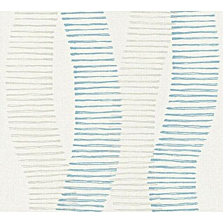 AS Creation Linen Style Vliestapete (Weiß/Blau, Wellen, 10,05 x 0,53 m)