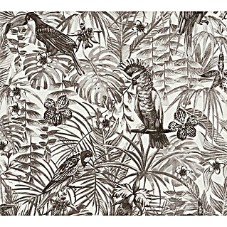 AS Creation Greenery Vliestapete Papagei (Schwarz/Weiß, Floral, 10,05 x 0,53 m)