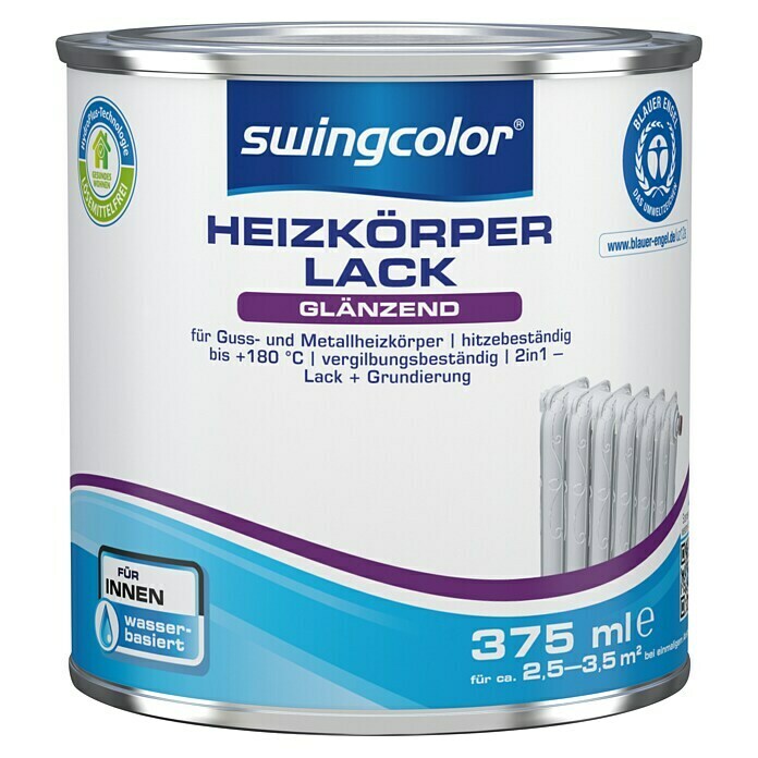 swingcolor Heizkörperlack Acryl (Weiß, 375 ml, Glänzend)