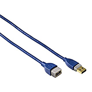 Hama USB-Verlängerungskabel (1,8 m, USB A-Kupplung 3.0, USB A-Stecker 3.0, Vergoldete Kontakte, Blau)
