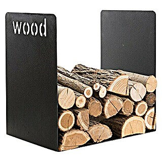 Holzkorb Wood (50 x 35 x 49,5 cm, Stahl, Schwarz)