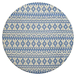 Kayoom Teppich Sunny Rund 200 (Hellblau, Durchmesser: 160 cm, 100% Polyester)