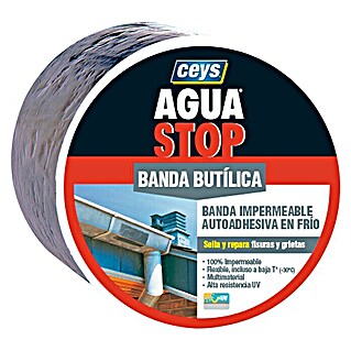 Ceys Banda adhesiva butílica impermeable Agua Stop (Gris, 10 m x 15 cm)