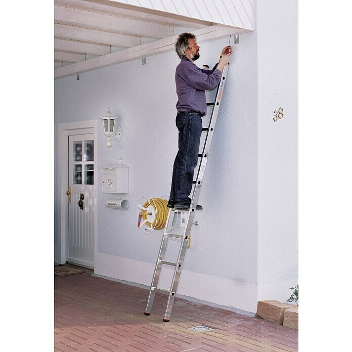 Escalera de peldaños simples (9 peldaños, Altura de trabajo: 3,6 m, Aluminio)