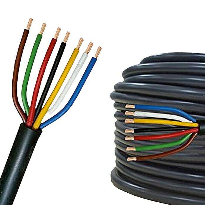 Cable eléctrico 7 hilos (6 cm, Negro, 24 V) |