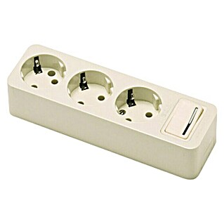 Famatel Base de enchufe múltiple con interruptor (Número de enchufes Schuko: 3 ud., Blanco)