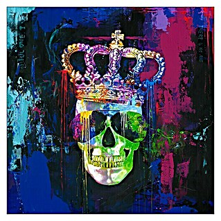 Handgemaltes Bild Handgemalt (Colourful Skull, B x H: 100 x 100 cm)