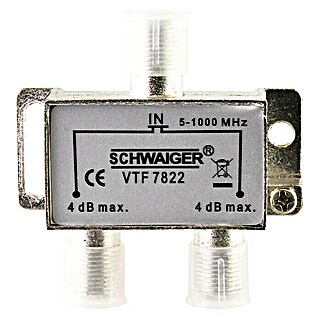Schwaiger Verdeler (2 voudig, F-connector, 5 - 1.000 MHz, 4 dB)