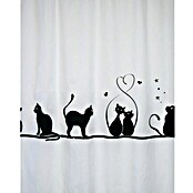 Venus Cortina de baño textil Cat (An x Al: 180 x 200 cm, Negro/blanco)