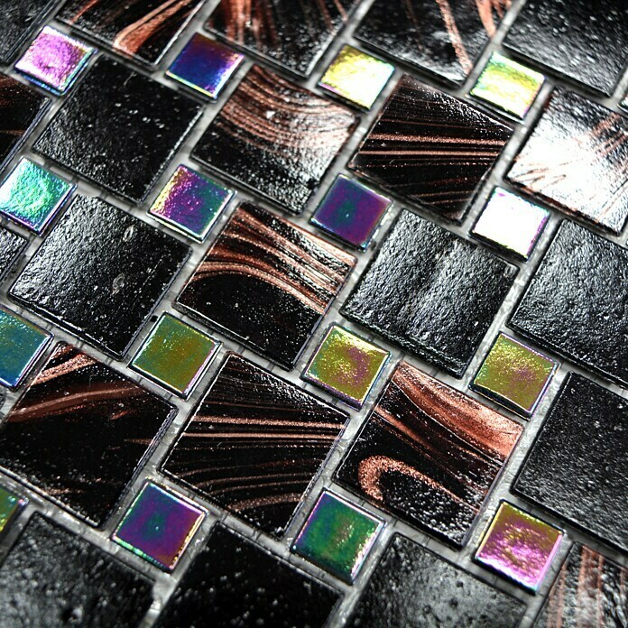 Mosaikfliese Mix Goldstar GM K03 (31,8 x 31,8 cm, Schwarz/Braun, Glänzend)