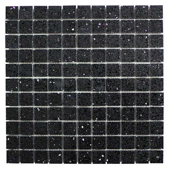 Mosaikfliese Quadrat Artifical XCM ASM22 (30,5 x 30,5 cm, Schwarz, Glänzend)