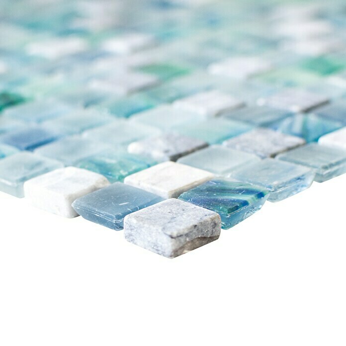 Mozaïektegel Quadrat Crystal Mix XCR 1501 (29,5 x 29,5 cm, Groen/Blauw, Glanzend)