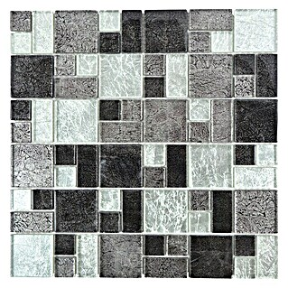 Mosaikfliese Crystal Mix XCM 8BS48 (30 x 30 cm, Schwarz/Silber, Glänzend)