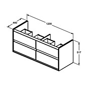 Ideal Standard Connect Air Waschtischunterschrank (44 x 120 x 51,7 cm, 4 Schubkästen, Hellgrau/Weiß, Glänzend)