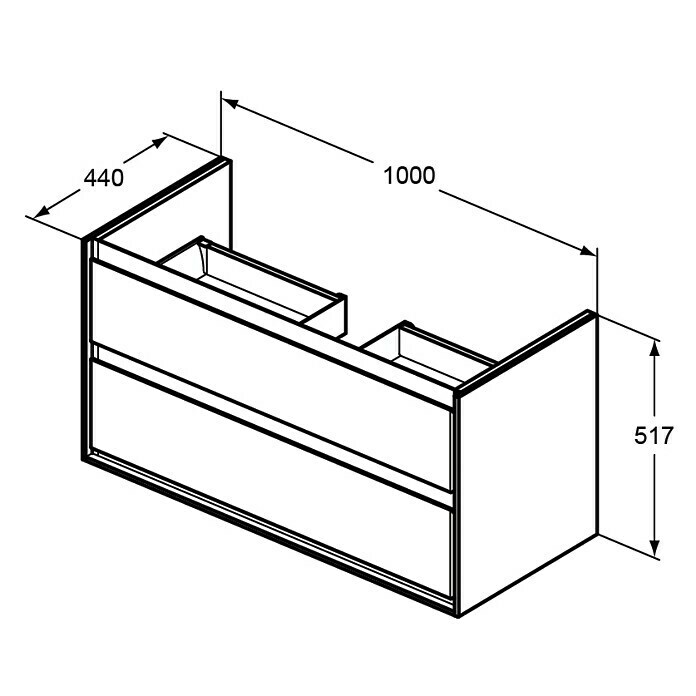 Ideal Standard Connect Air Waschtischunterschrank (44 x 100 x 51,7 cm, 2 Schubkästen, Pinie/Braun, Matt)