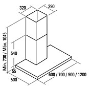 Cata Campana de pared Sygma (Ancho: 90 cm, Potencia de aire máx.: 790 m³/h, Negro)