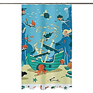 Spirella Cortina de baño textil Pirates (An x Al: 180 x 200 cm, Multicolor)