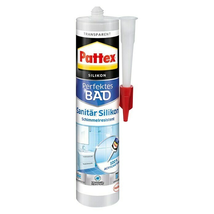 Pattex Sanitär-Silikon Dusche&Bad (Transparent, 300 ml, Gebrauchsfertig)
