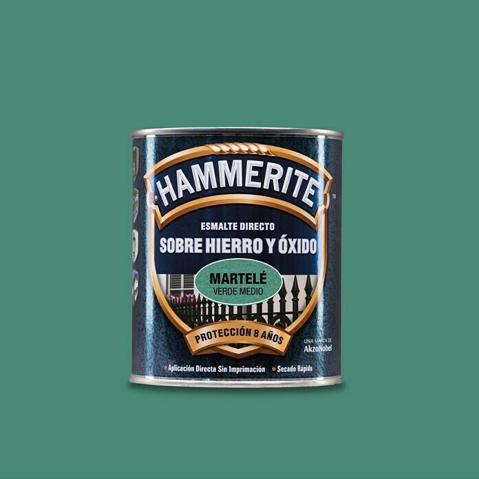 Hammerite Esmalte para metal Hierro y óxido verde medio (Verde, 750 ml, Martelé)