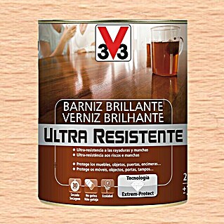 V33 Barniz para madera Brillante Ultra Resistente (Incoloro, Brillante, 750 ml)