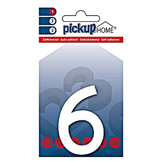 Pickup 3D Home Kućni broj Rio (Visina: 6 cm, Motiv: 6, Bijele boje, Plastika, Samoljepljivo)