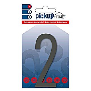 Pickup 3D Home Kućni broj Oslo (Visina: 9 cm, Motiv: 2, Sive boje, Plastika, Samoljepljivo)