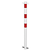 Sperrpfosten (Höhe über Boden: 900 mm, Durchmesser: 60 mm, Stahl, 2 Ösen, Montageart: Einbetonieren, Weiß/Rot)