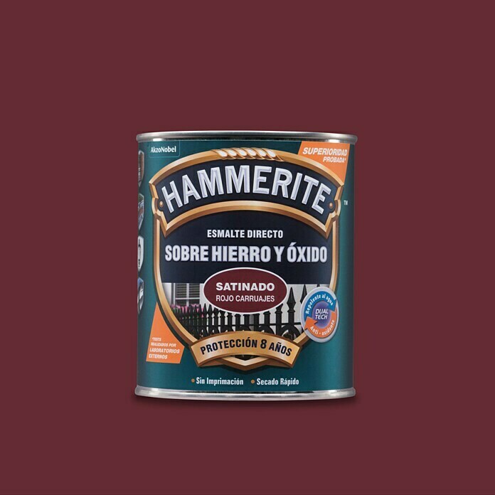 Hammerite Esmalte para metal Hierro y óxido rojo carruaje (750 ml, Satinado)