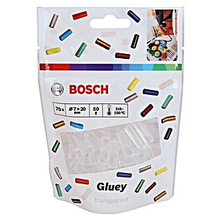 Bosch Gluey Barras termoadhesivas Transparentes (70 uds., Diámetro cartucho de cola: 7 mm, Transparente)