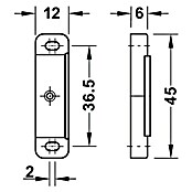 Häfele Magnetverschluss (Haftkraft: 5 kg, L x B x H: 15 x 13,5 x 45,5 mm, Braun)